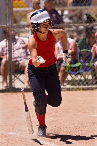 softball player at bat